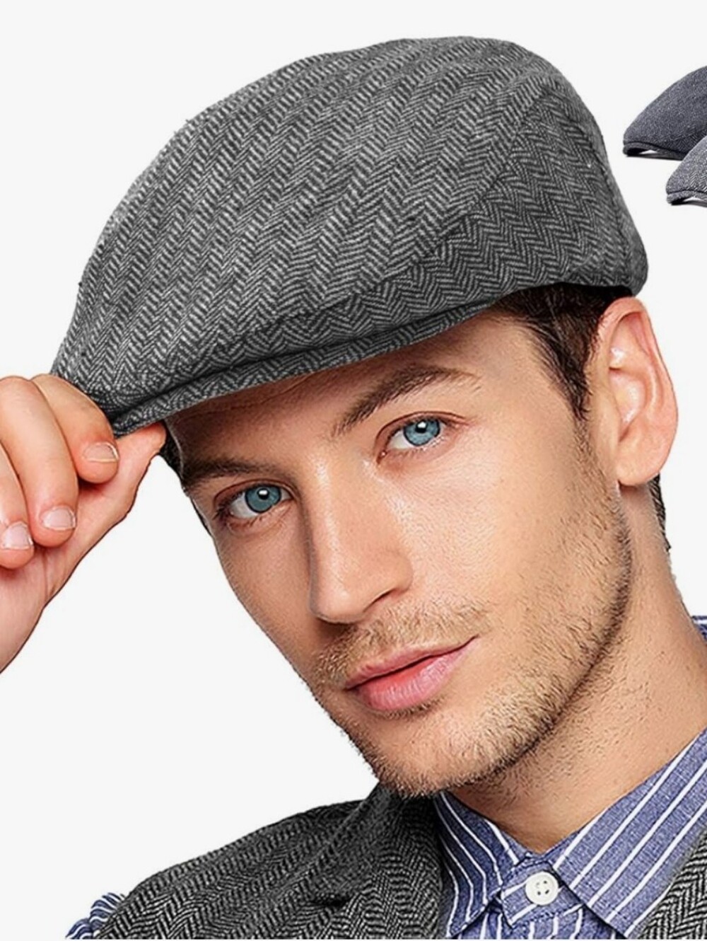 Scala Herringbone Tweed Flat Cap - Classic Men's Hat in Brown & Cream Large